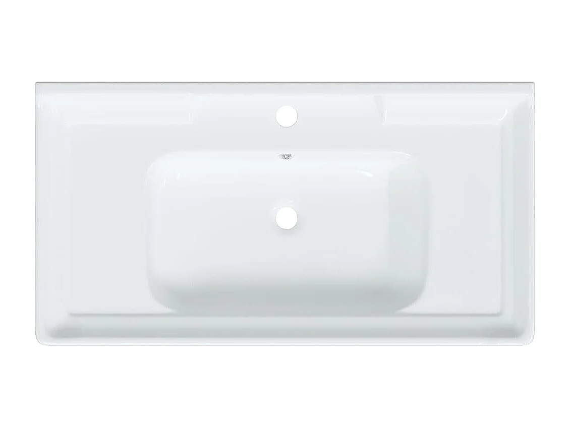 Évier salle de bain blanc 91,5x48x23 cm rectangulaire céramique