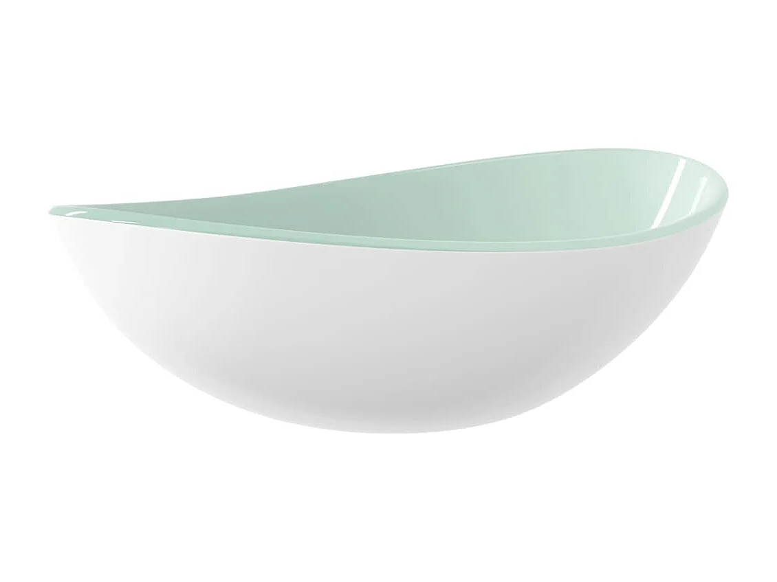 Waschbecken aus gehärtetem Glas, 54,5 x 35 x 15,5 cm, Weiß