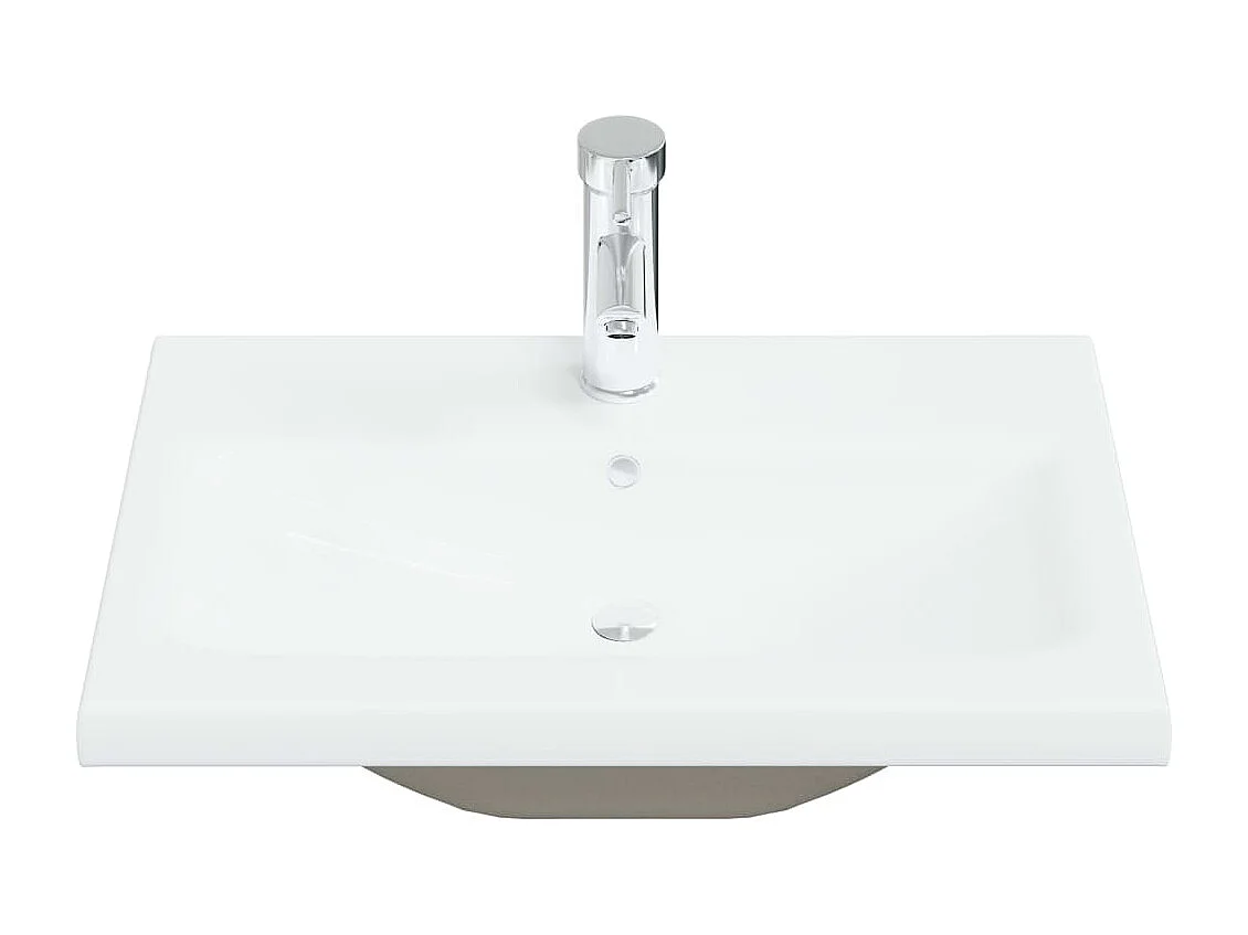 Lavello incasso con rubinetto 61x39x18 cm in ceramica bianca