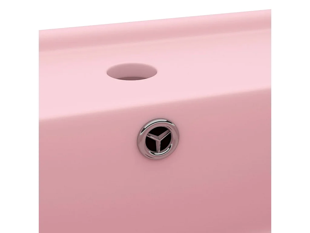 Lavabo carré de luxe à trop-plein Rose mat 41x41 cm Céramique