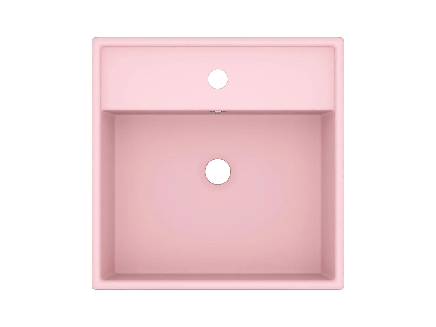Luxuriöses quadratisches Waschbecken mit Überlauf Mattrosa 41x41 cm Keramik