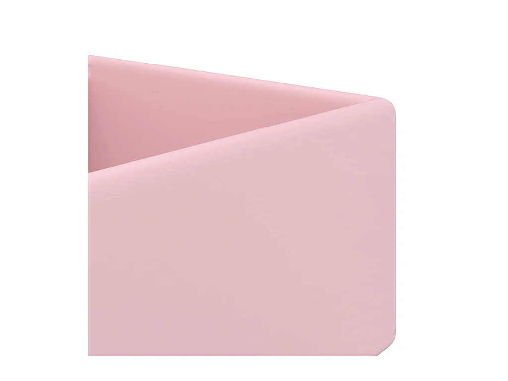 Luxuriöses quadratisches Waschbecken mit Überlauf Mattrosa 41x41 cm Keramik