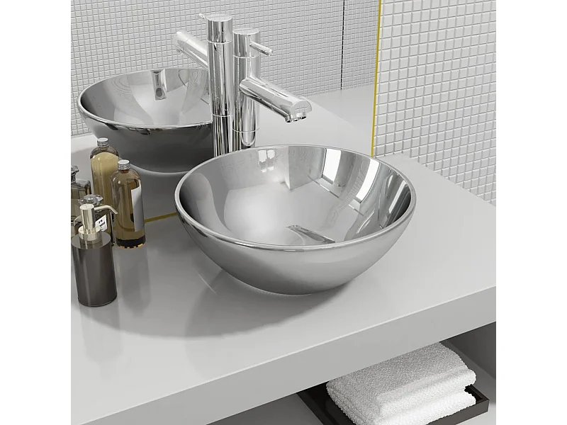 Waschbecken 32,5 x 14 cm Keramik Silber