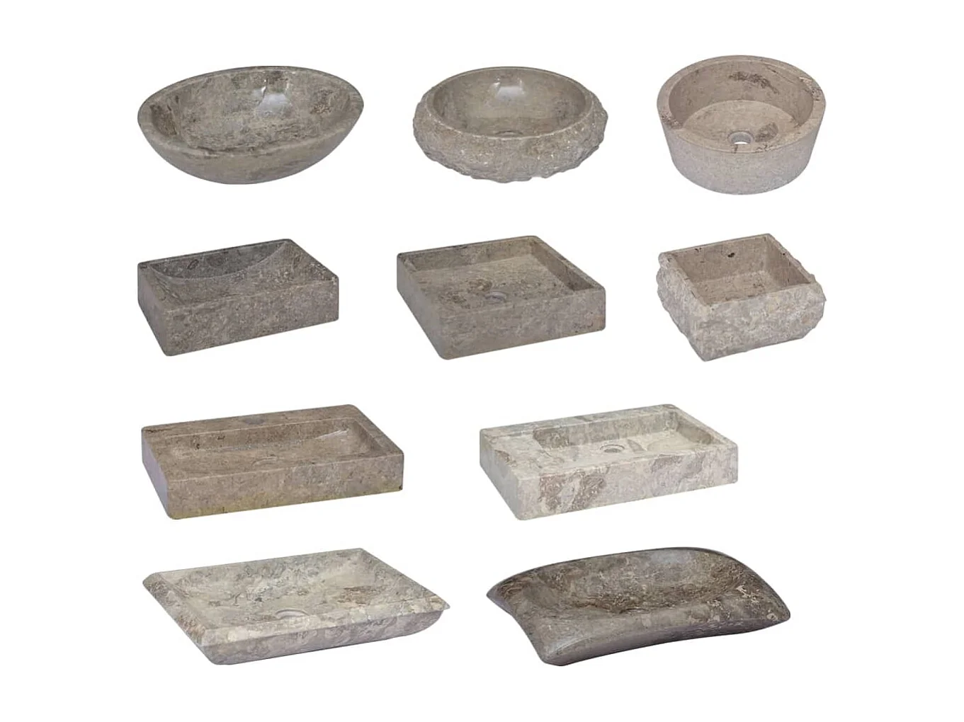 Graues Waschbecken 53x40x15 cm Marmor