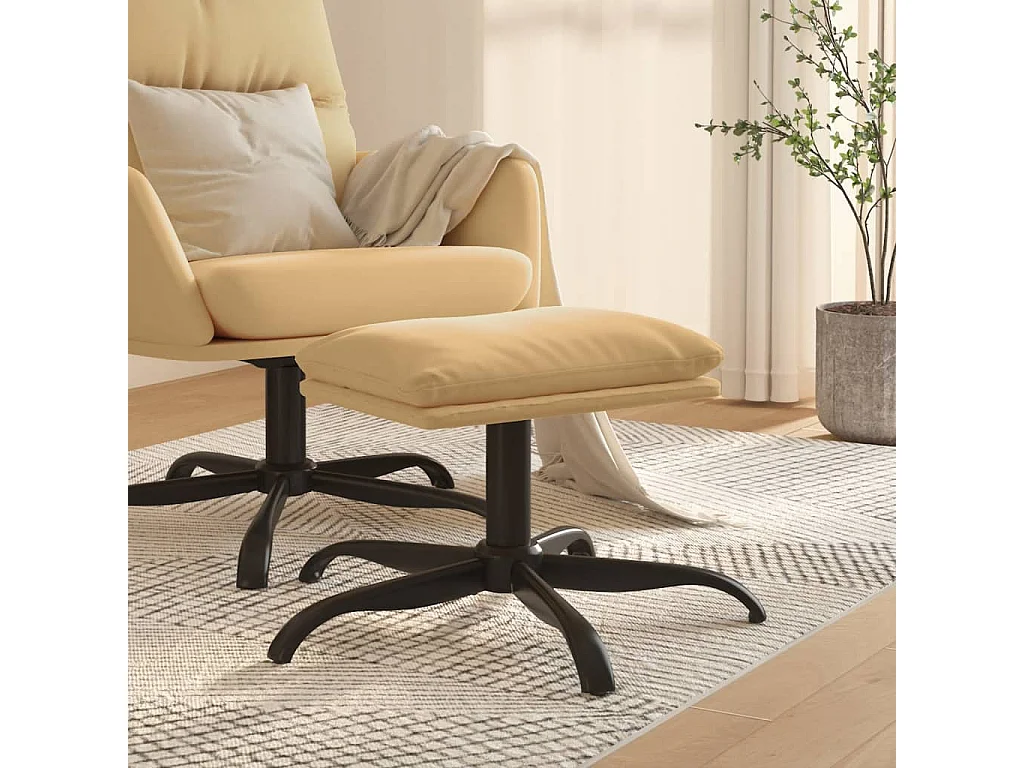 Poggiapiedi crema 60x60x36 cm Tessuto in microfibra