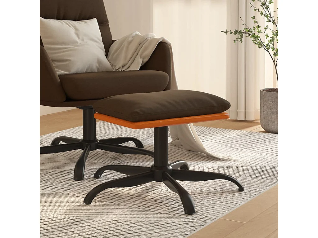 Braune Fußstütze 60x60x36 cm Stoff und Kunstleder