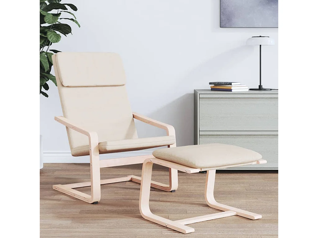 Fußhocker Creme 51x41x40 cm Stoff