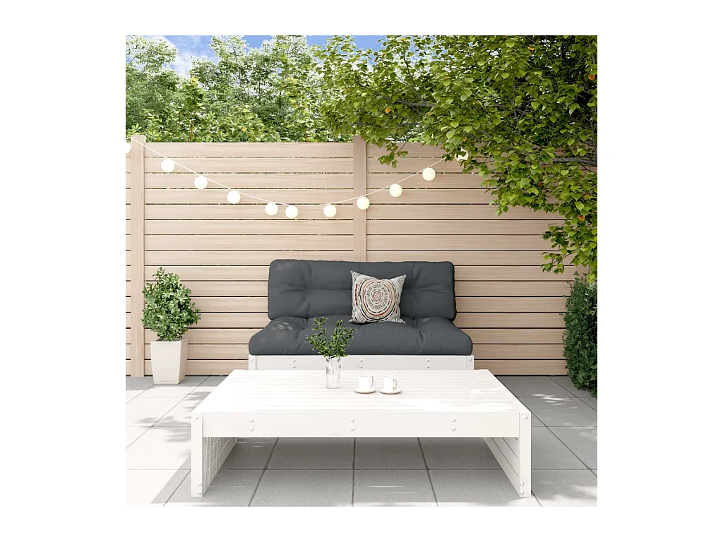 Set Salotto da Giardino 2 pz Bianco in Legno Massello di Pino