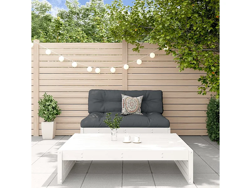 2-tlg. Garten-Lounge-Set Weiß Massivholz Kiefer