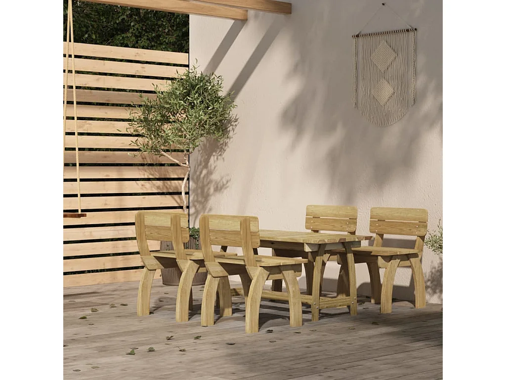 Set da Pranzo da Giardino 5 pz in Legno di Pino Impregnato