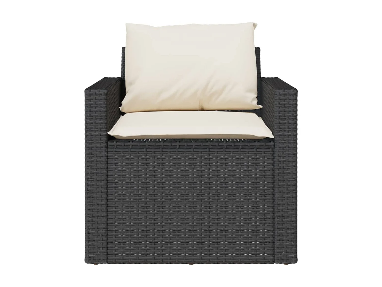 Salon de jardin 4 pcs avec coussins noir résine tressée