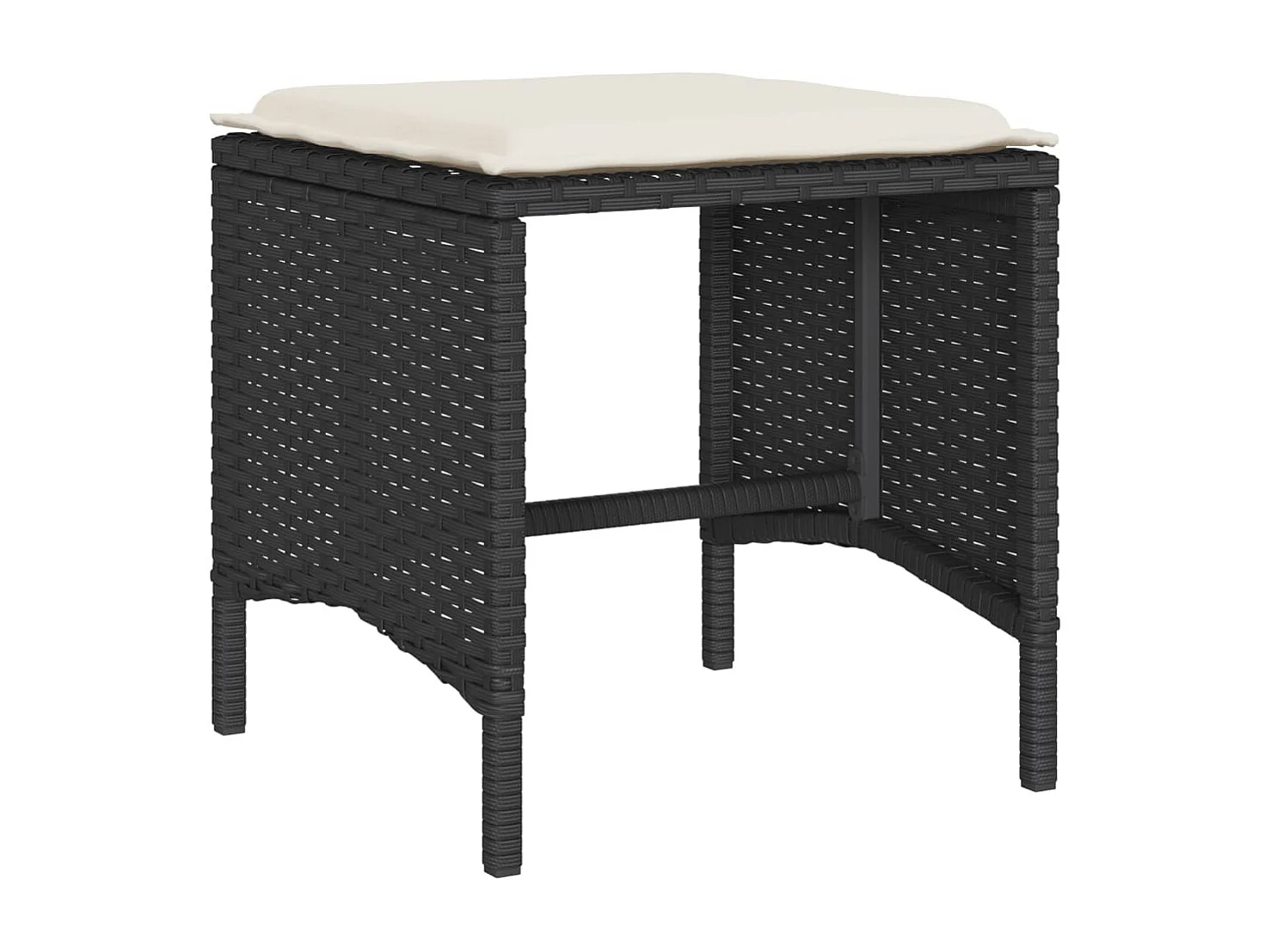 Salon de jardin 4 pcs avec coussins noir résine tressée