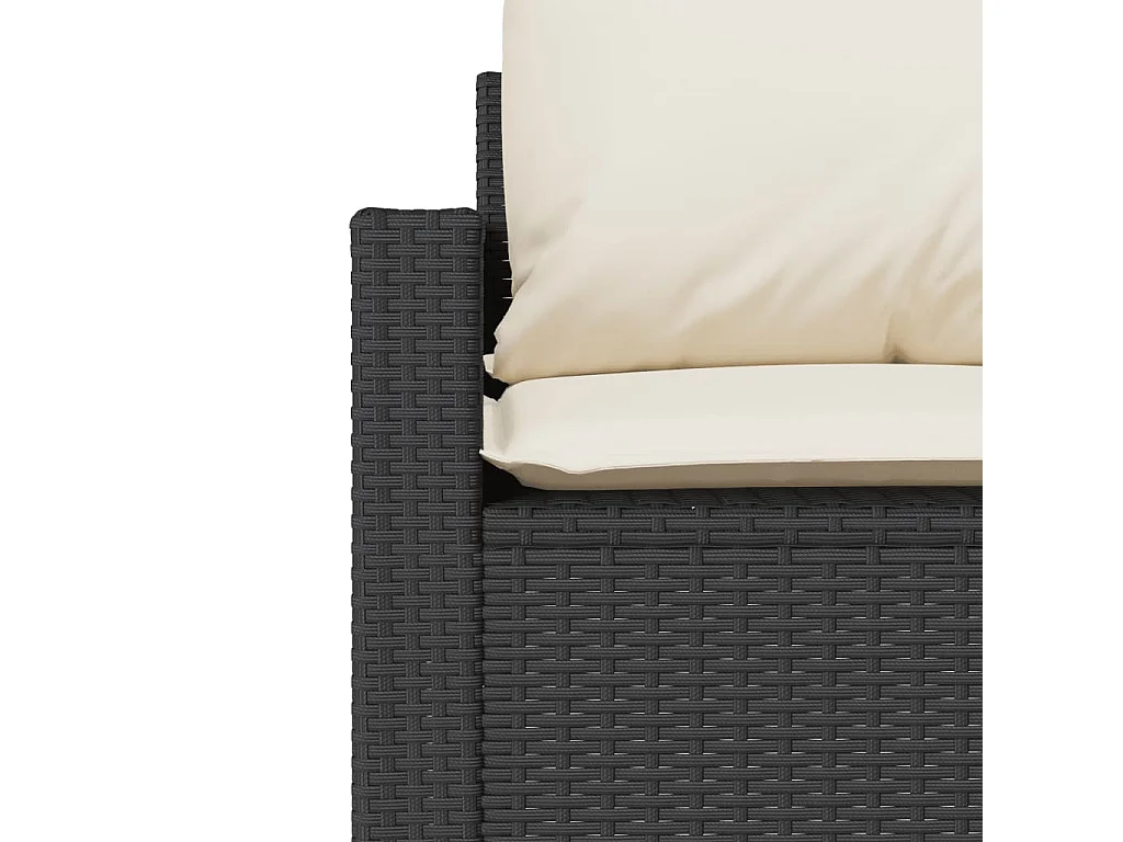 Salon de jardin 4 pcs avec coussins noir résine tressée