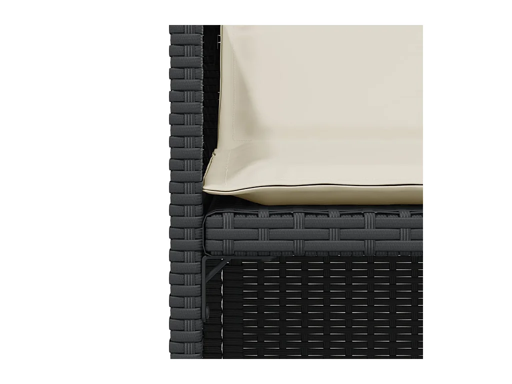 Ensemble de bistro 3 pcs avec coussins noir résine tressée