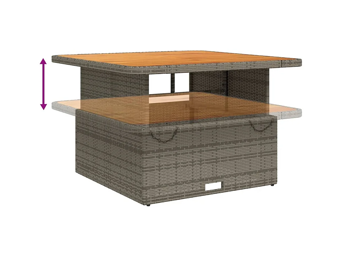 Ensemble à manger jardin 4pcs et coussins Gris Résine tressée