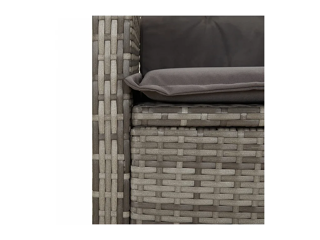 Ensemble à manger jardin 4pcs et coussins Gris Résine tressée