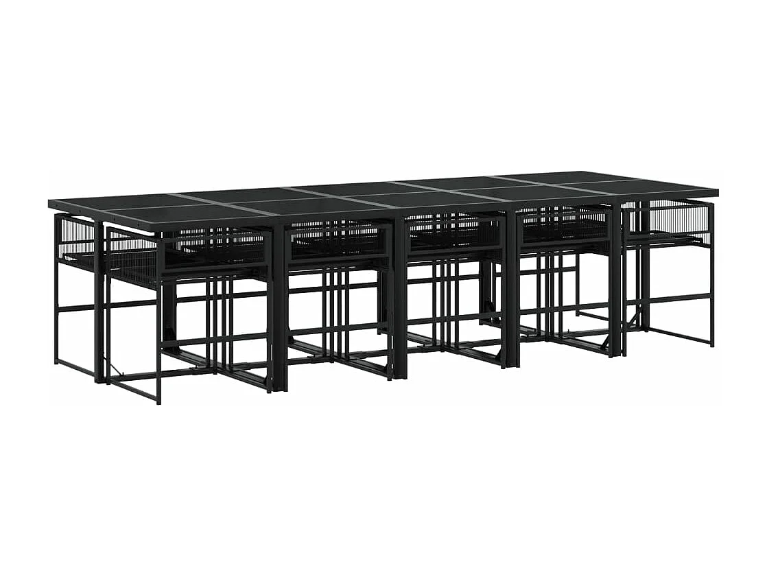 Set da Pranzo da Giardino 11 pz in Polyrattan Nero