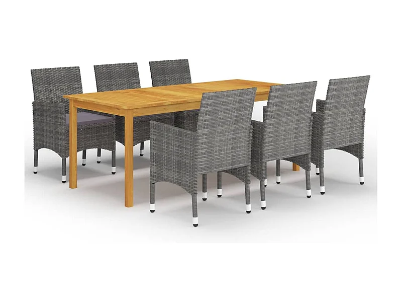 Juego de comedor de jardín de 7 piezas gris