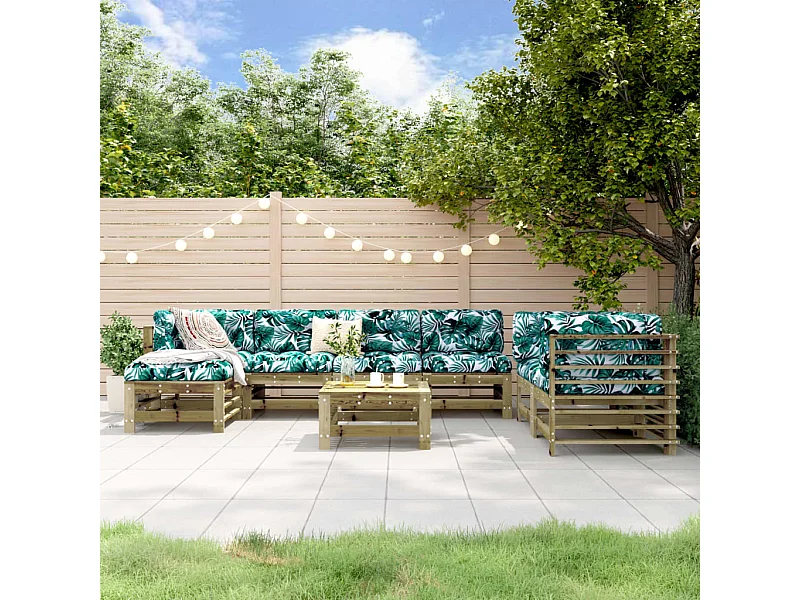 Salon de jardin 8 pcs bois de pin imprégné