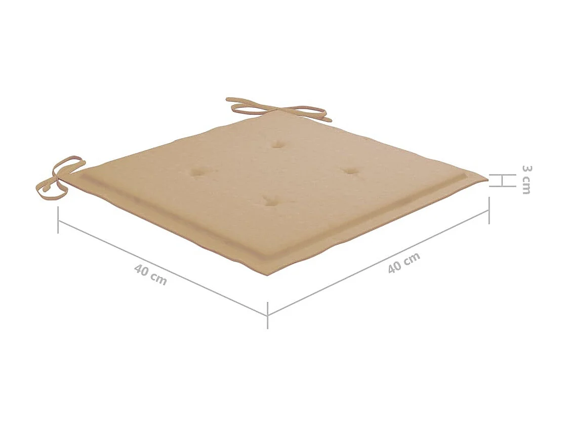 3-tlg. Garten-Essgruppe mit Kissen Klappbar Massivholz Teak