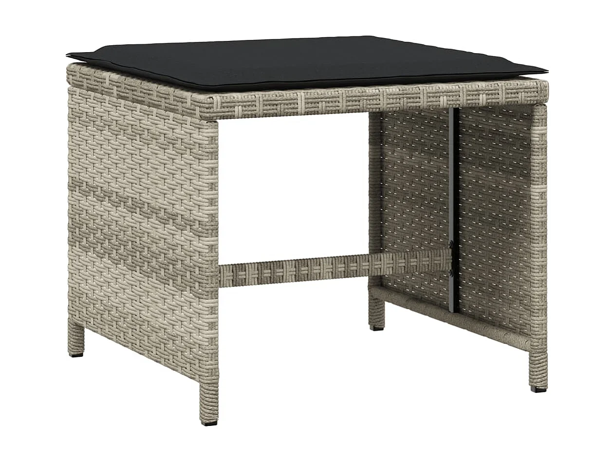 Set Pranzo Giardino 11pz con Cuscini Grigio Chiaro Polyrattan