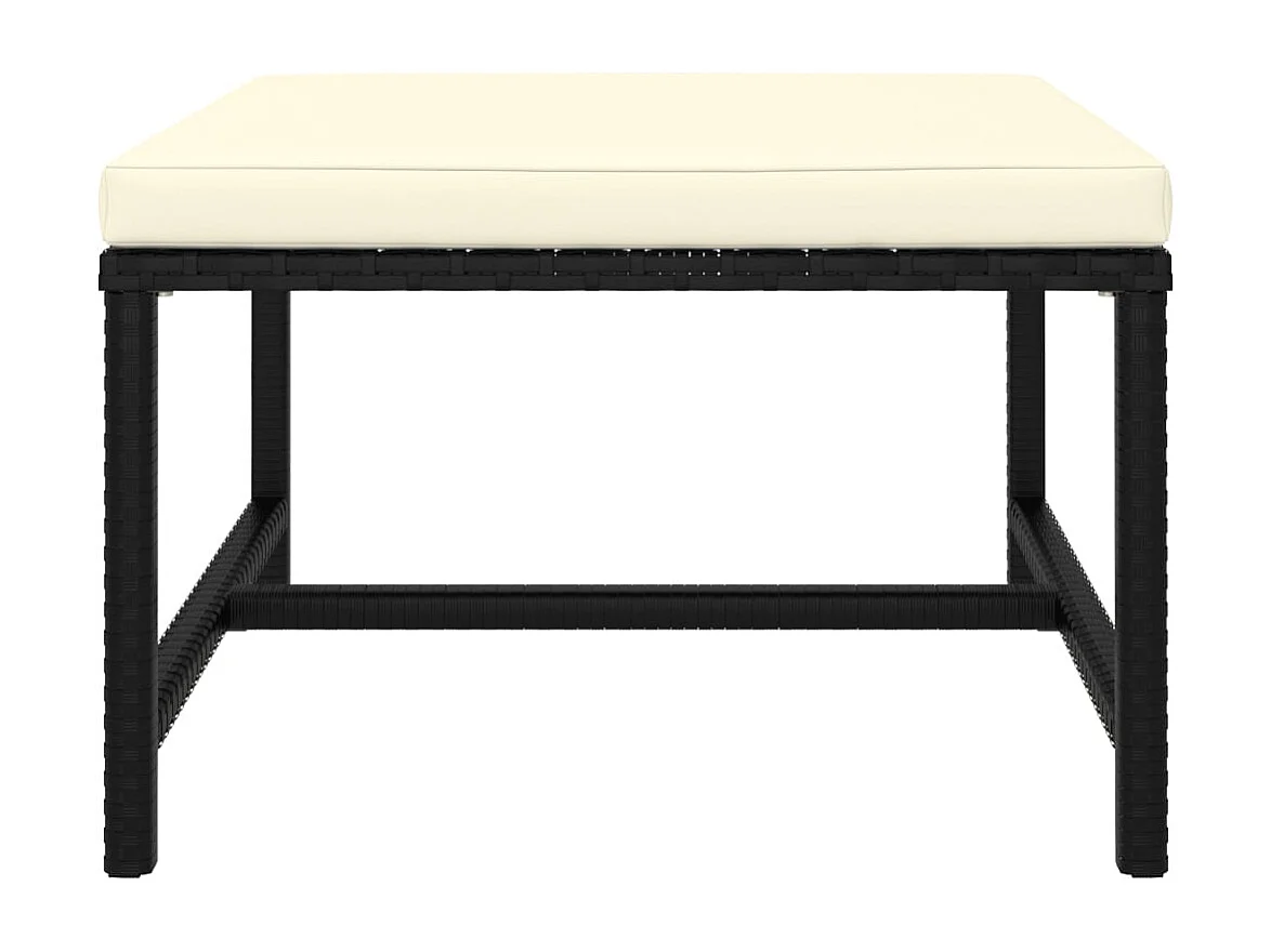 Salon de jardin 6 pcs avec coussins Résine tressée Noir