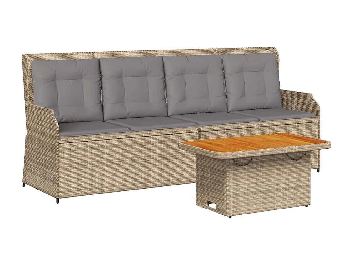 Set Divani da Giardino 3 pz con Cuscini in Polyrattan Beige