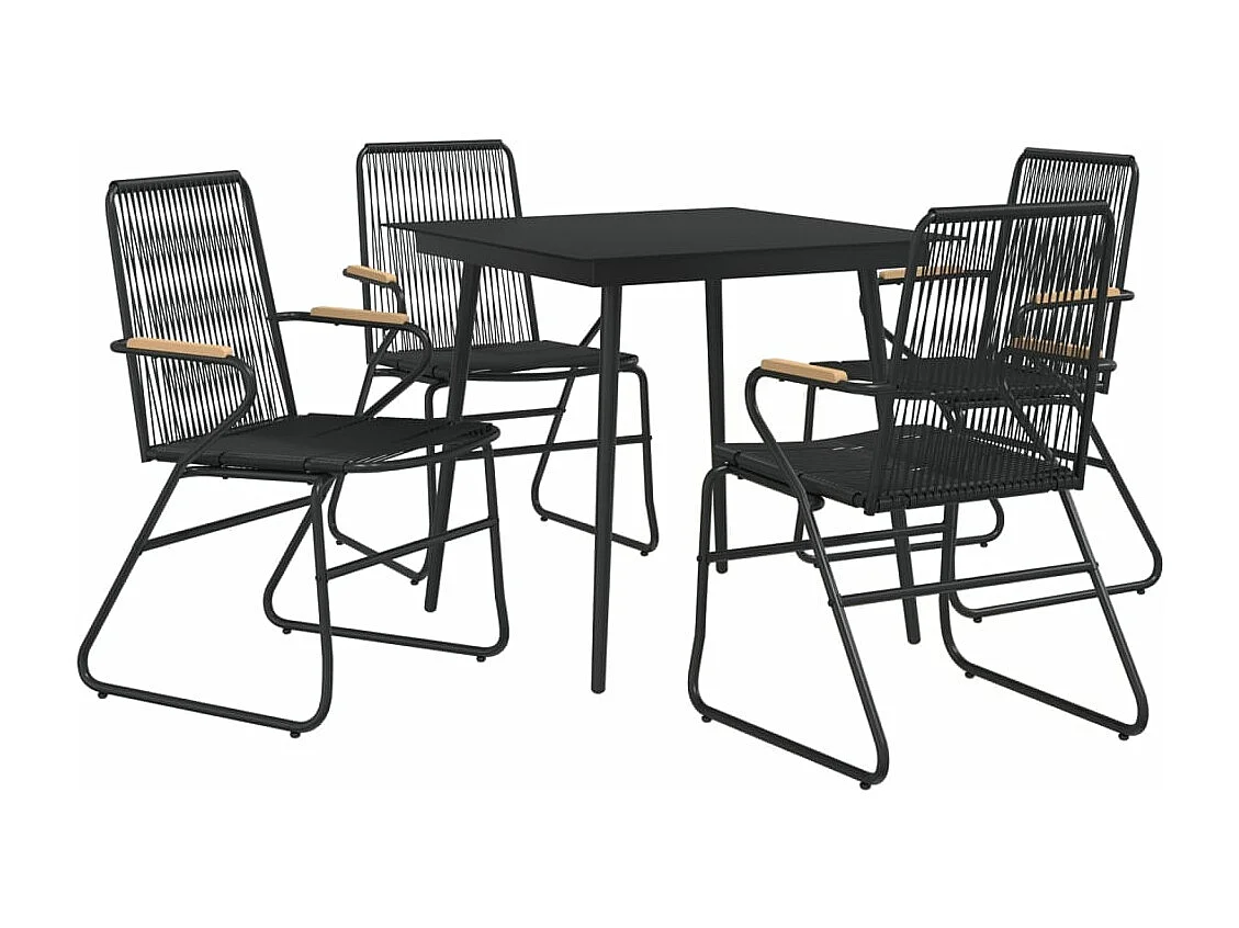 5-delige Tuinset PVC-rattan zwart