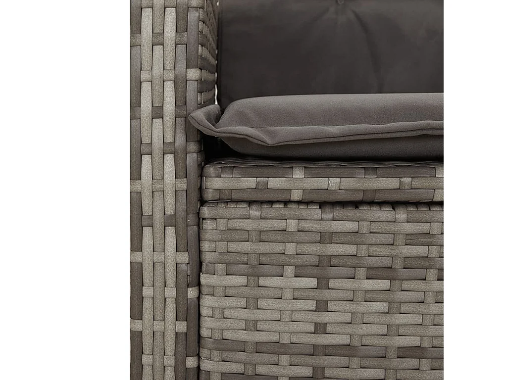 9-tlg. Garten-Essgruppe mit Kissen Grau Poly Rattan