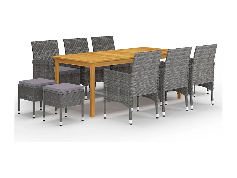 Juego de comedor de jardín de 11 piezas gris