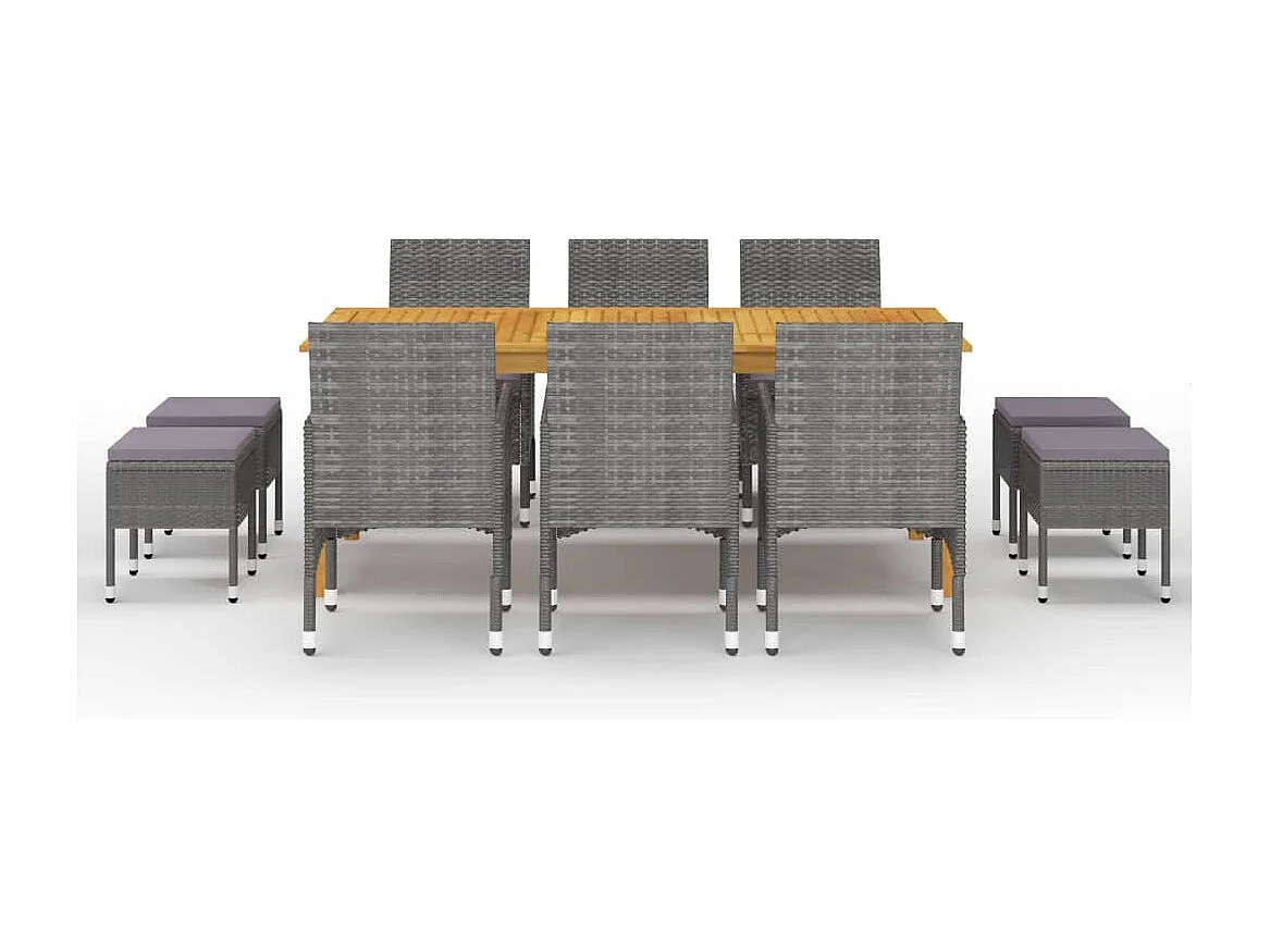 Set Mobili da Pranzo per Giardino 11 pz Grigio