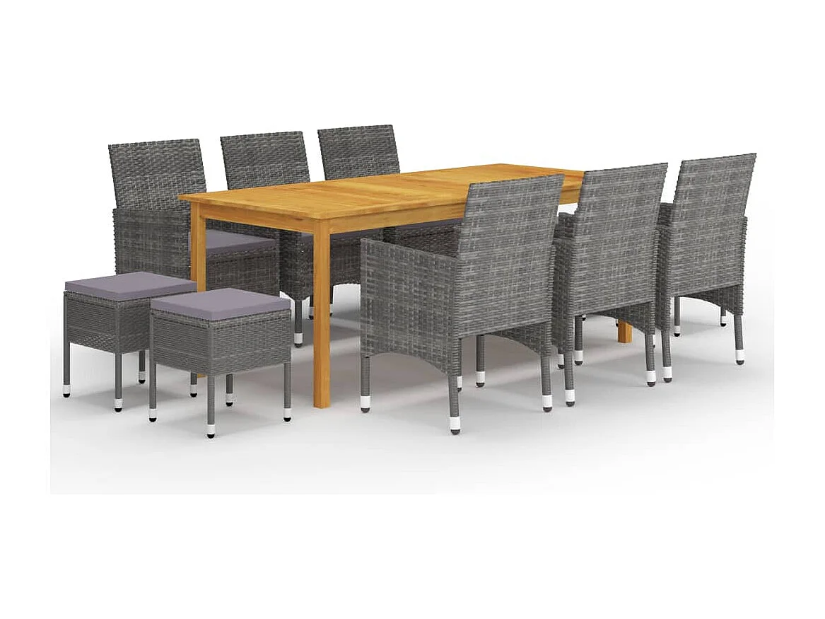 Ensemble à manger de jardin 11 pcs Gris