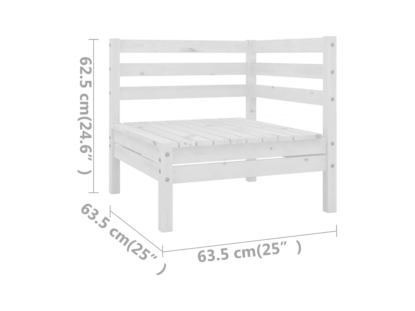 11-delige Loungeset massief grenenhout wit