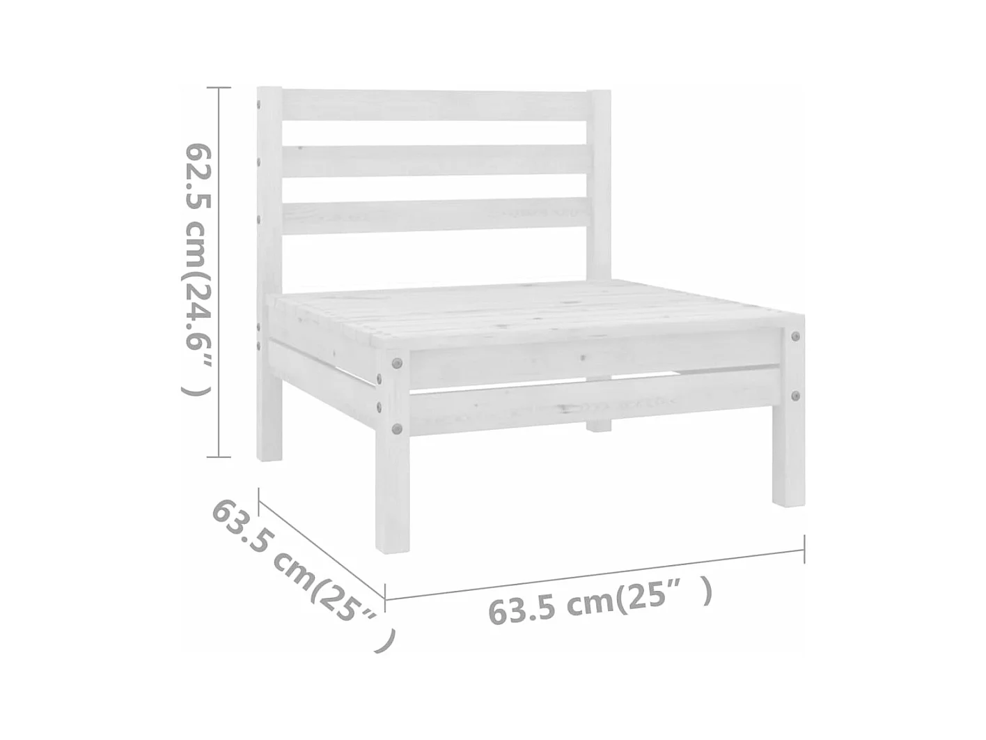 11-delige Loungeset massief grenenhout wit