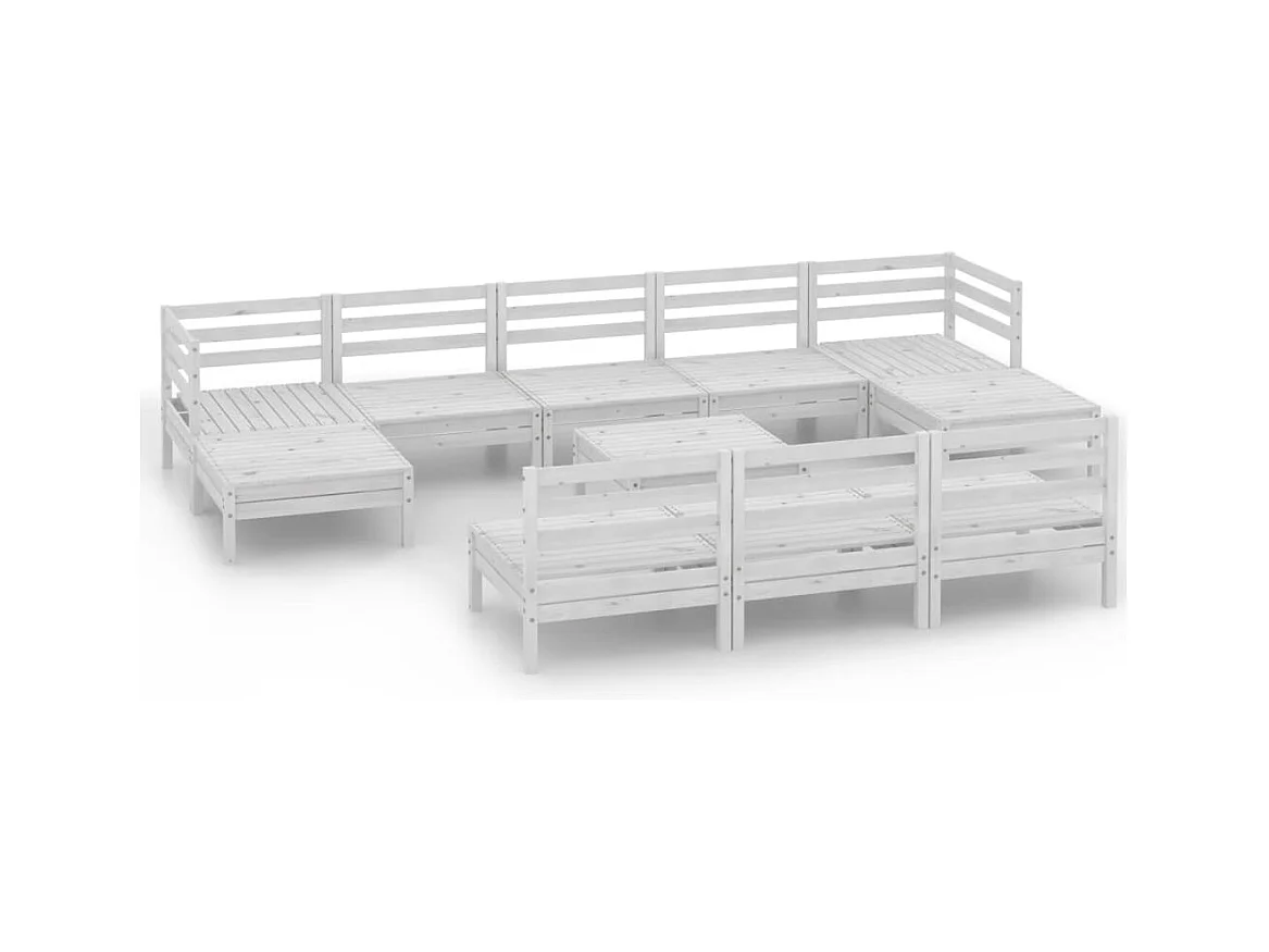 11-delige Loungeset massief grenenhout wit