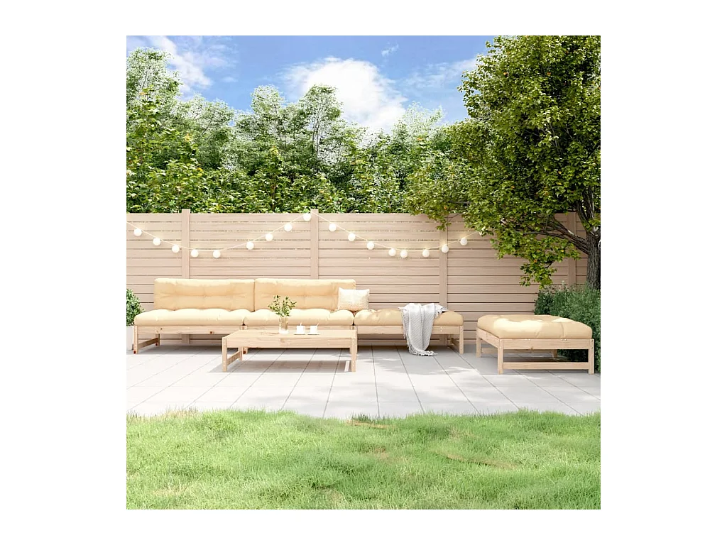 Set Salotto da Giardino 5 pz in Legno Massello di Pino