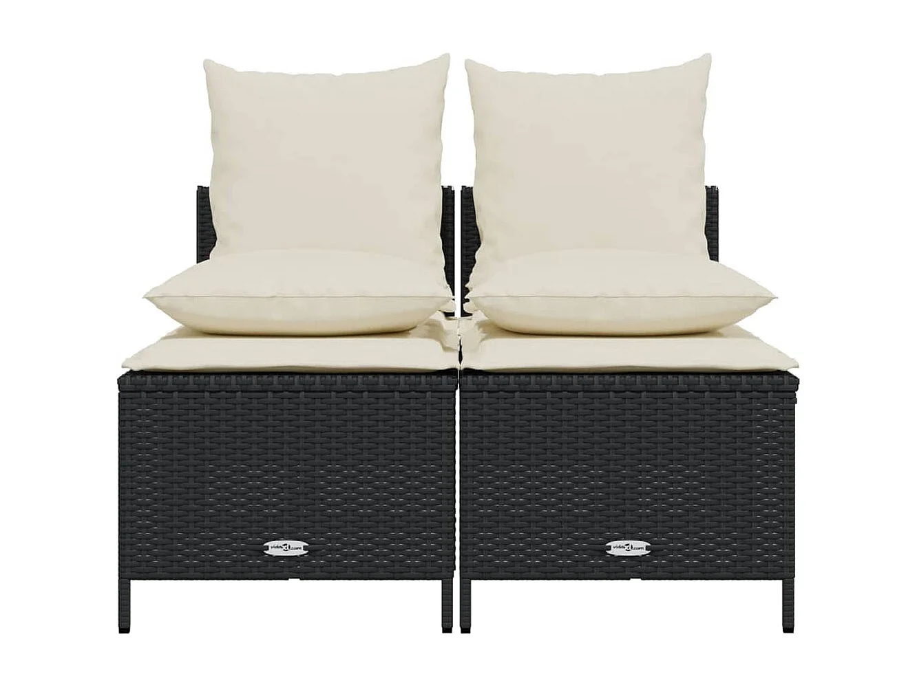 Salon de jardin 4 pcs avec coussins noir résine tressée