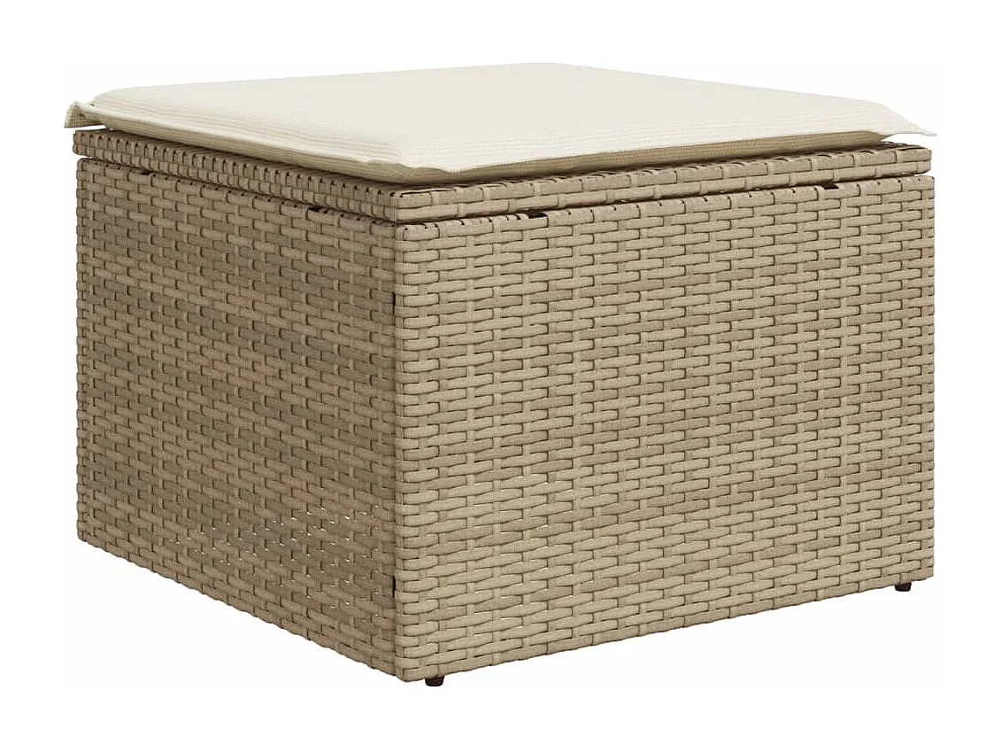 Salon de jardin avec coussins 7 pcs beige résine tressée