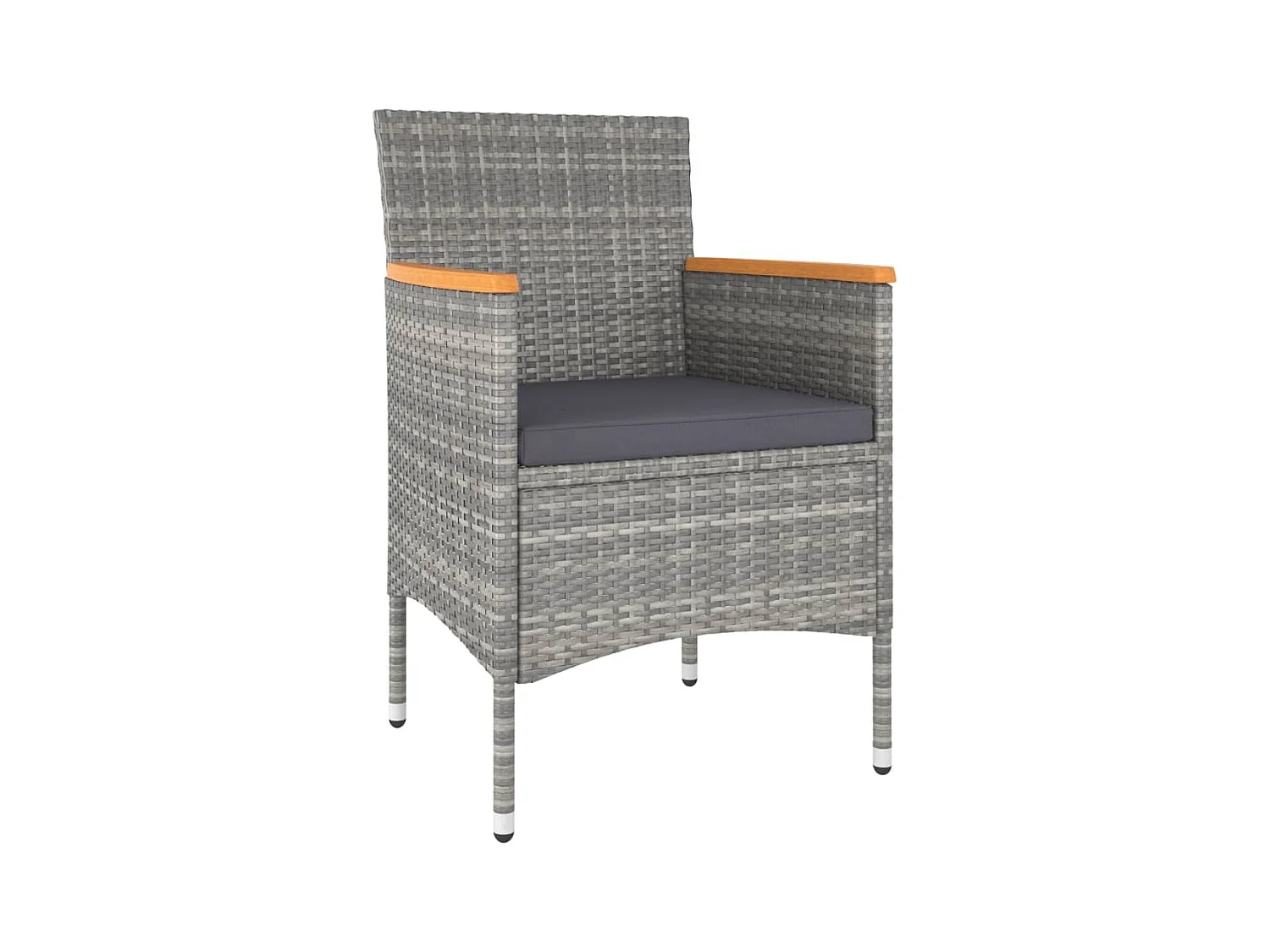 5-delige Bistroset poly rattan en gehard glas grijs