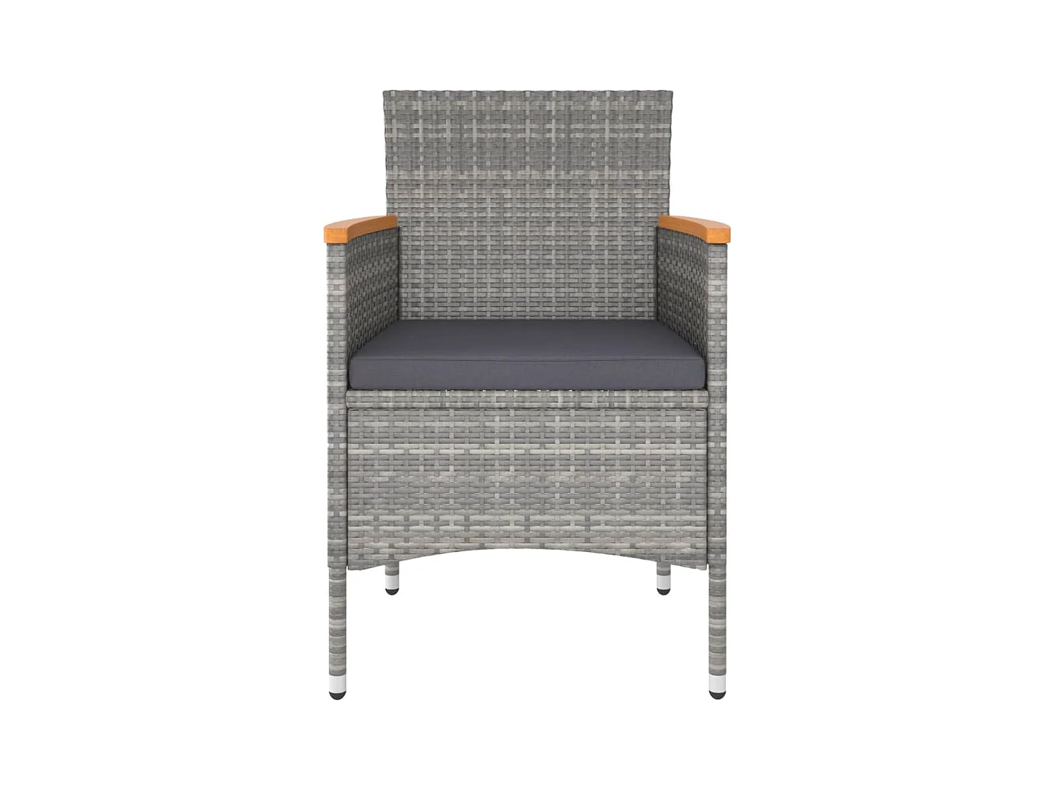 5-delige Bistroset poly rattan en gehard glas grijs