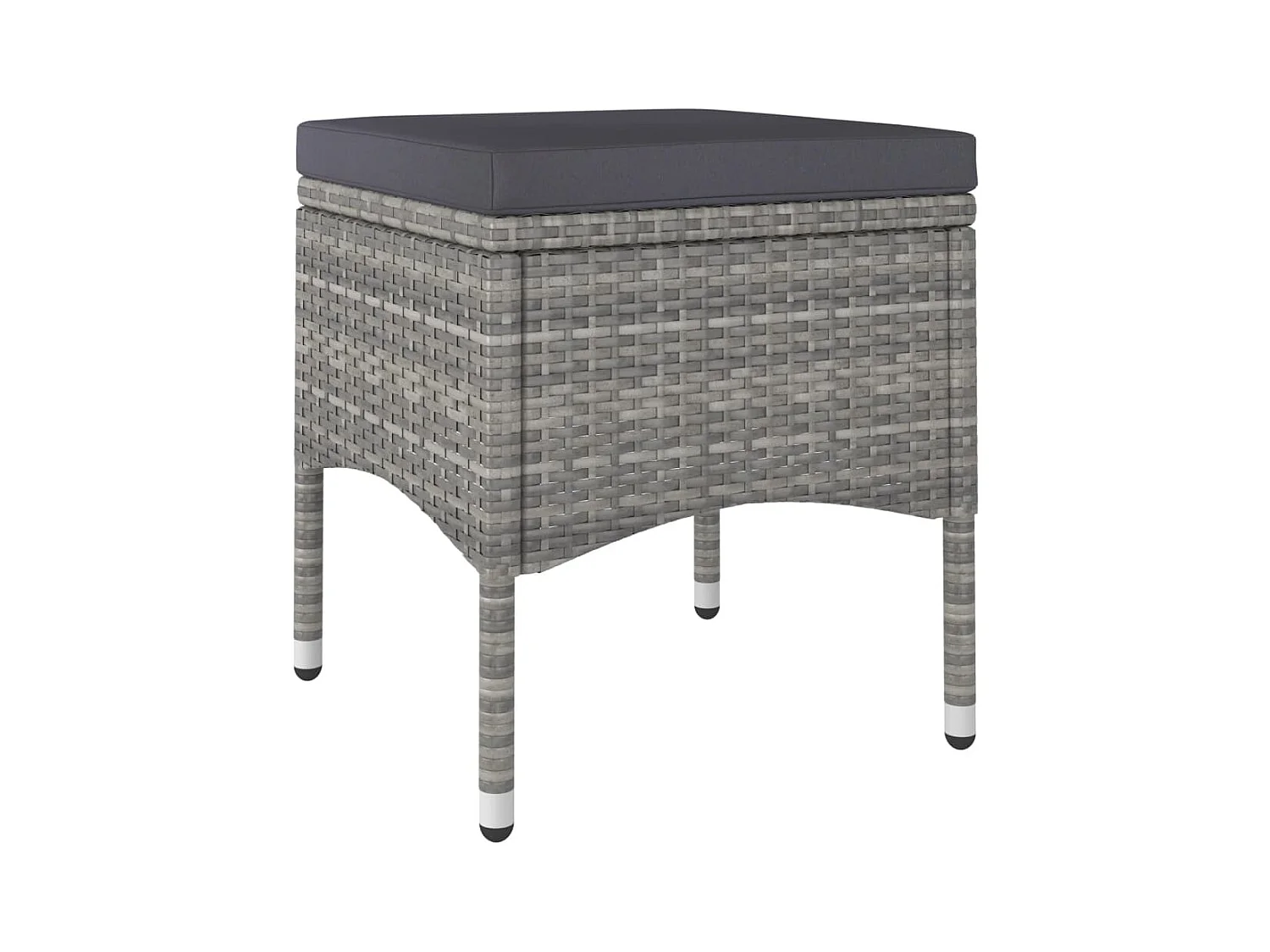 5-delige Bistroset poly rattan en gehard glas grijs