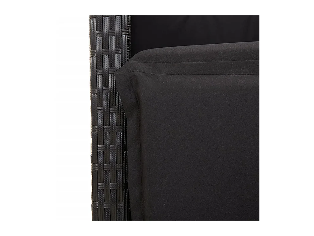 Ensemble à manger de jardin coussins 7pcs Noir Résine tressée