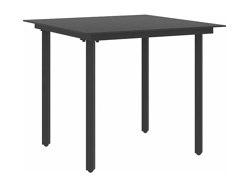 Table à dîner de jardin Noir 80x80x74 cm Acier et verre