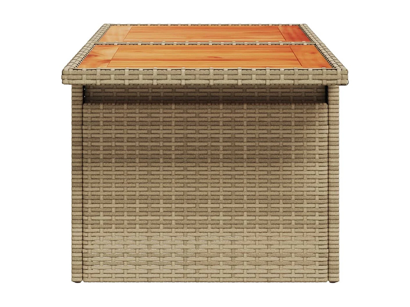 Mesa de jardín ratán PE y madera de acacia beige 100x55x73 cm