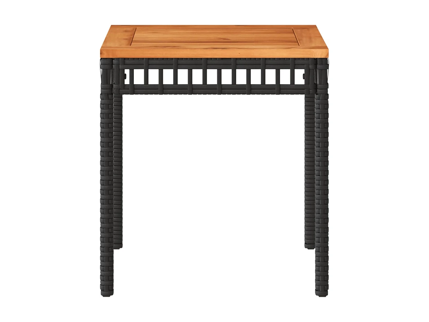Mesa de jardín ratán sintético madera acacia negro 38x38x42 cm