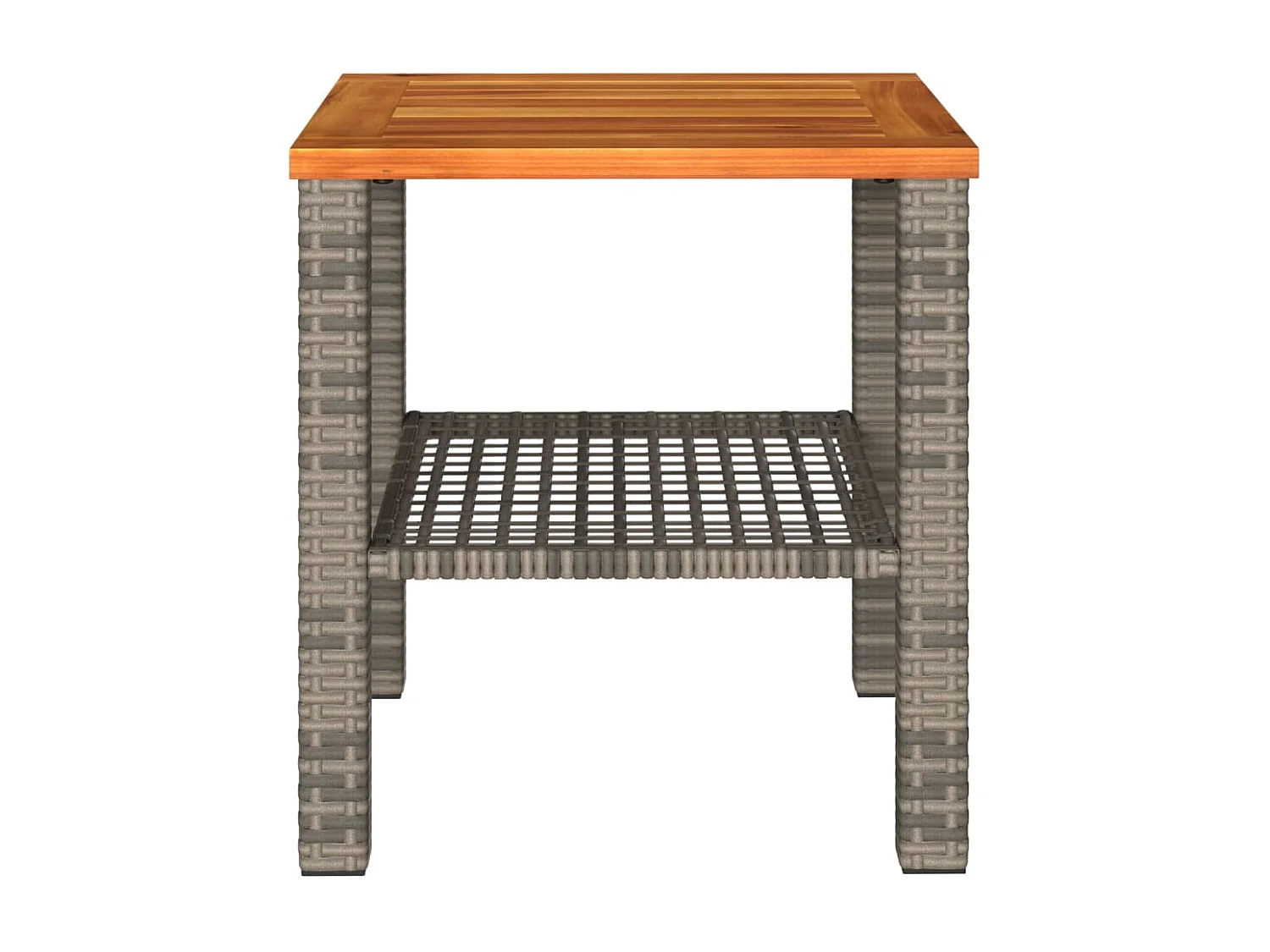 Table de jardin gris 40x40x42 cm résine tressée et bois acacia