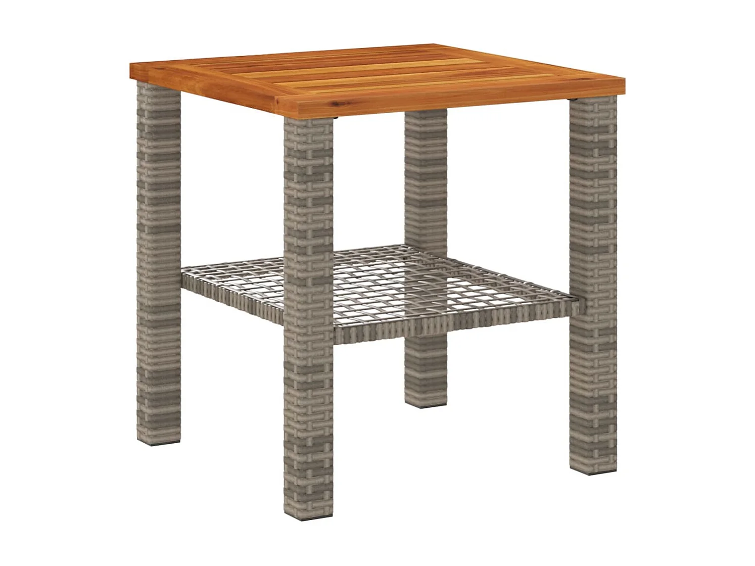 Table de jardin gris 40x40x42 cm résine tressée et bois acacia