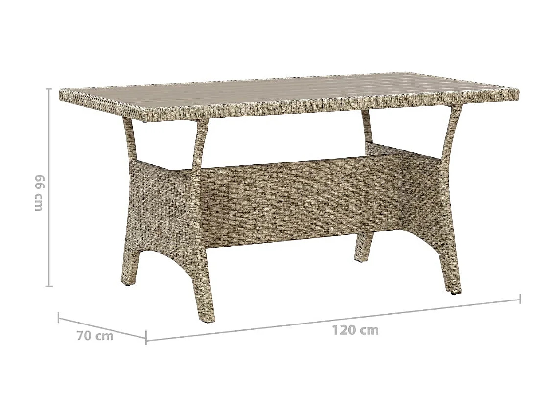 Table de jardin Gris 120x70x66 cm Résine tressée