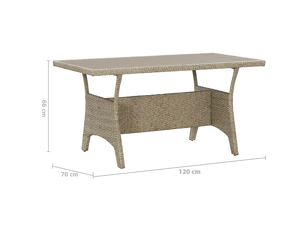 Tavolo da Giardino Grigio 120x70x66 cm in Polyrattan