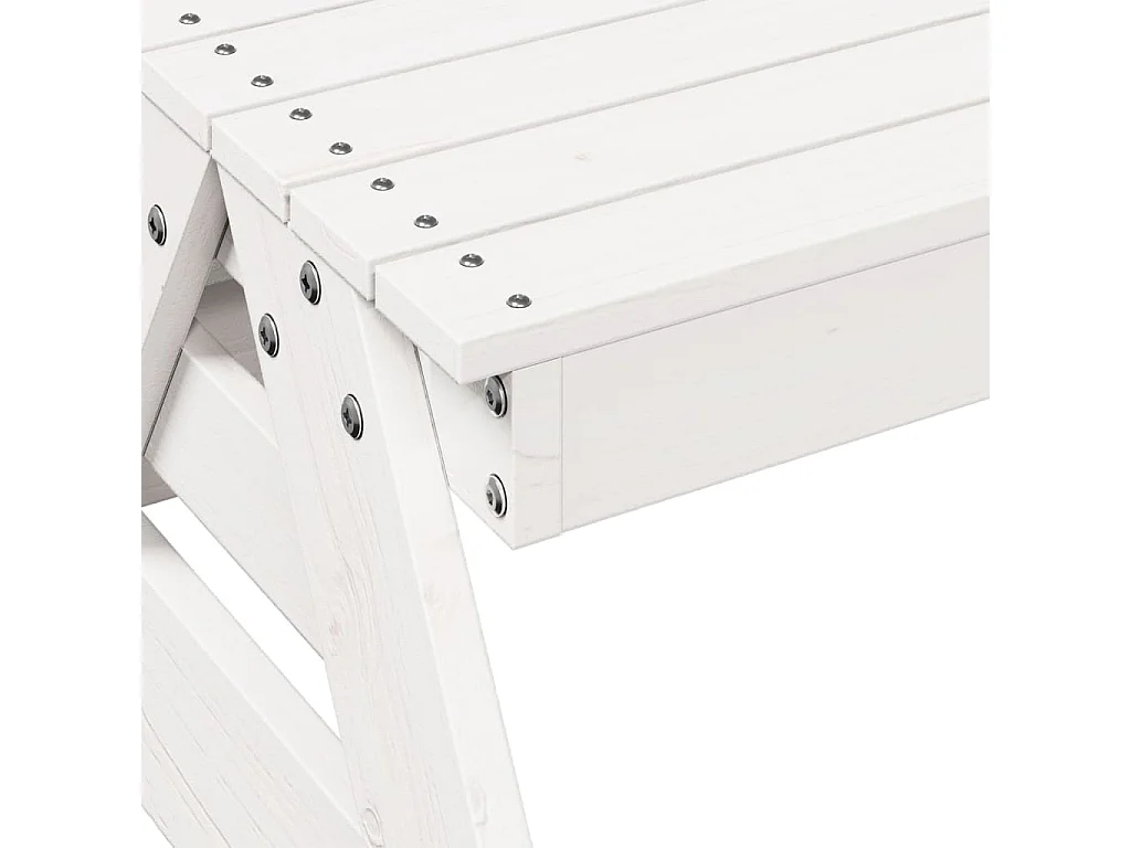 Tavolo Picnic per Bambini Bianco 88x97x52cm Legno Massello Pino